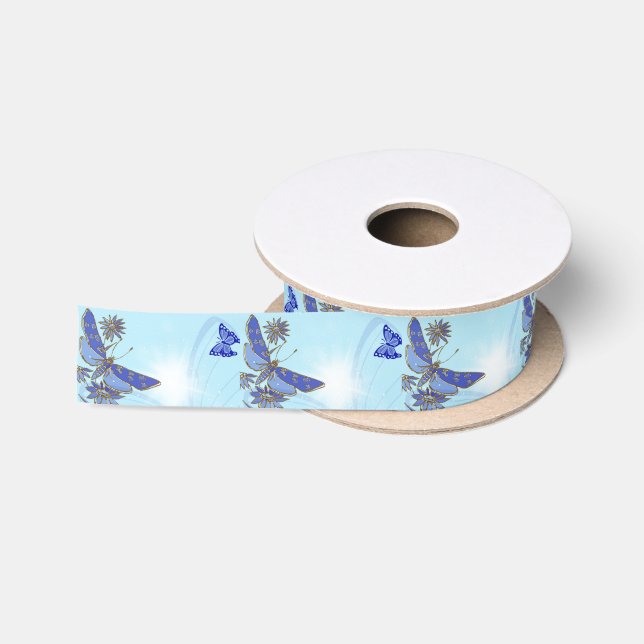 Lazo De Raso Mariposa Azul (Carrete)