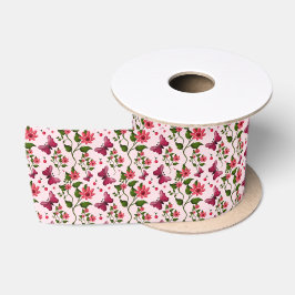 Lazo De Raso Mariposa Floral Bloom de Medianoche 