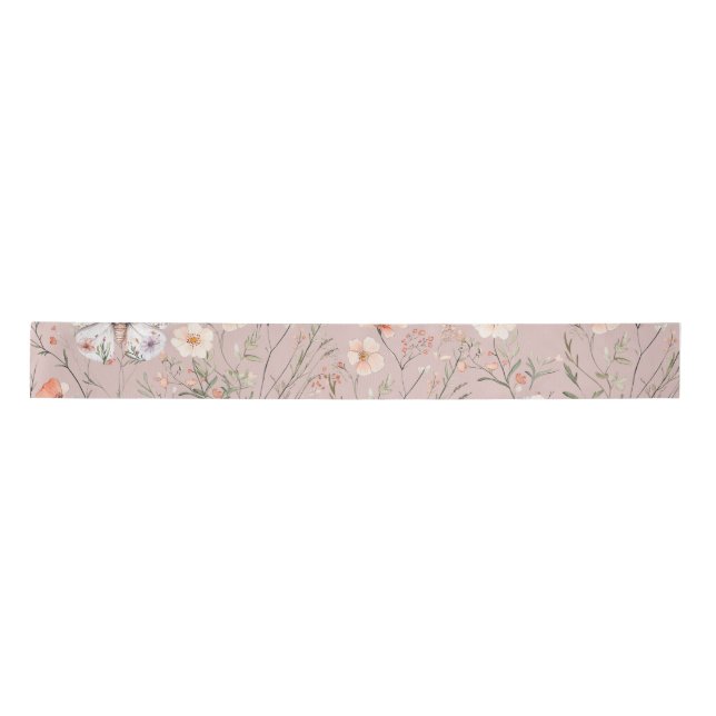 Lazo De Raso Mariposa Floral Boho (Anverso)