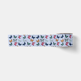 Lazo De Raso Mariposa multicolor con color de fondo personaliza
