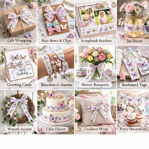 Lazo De Raso Mariposas Pastel