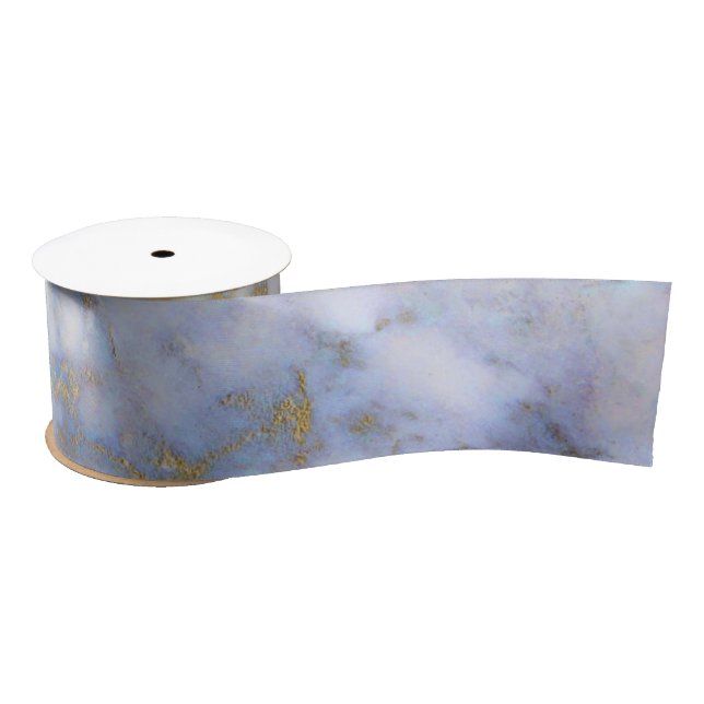 Lazo De Raso Mármol azul y dorado  (Carrete)