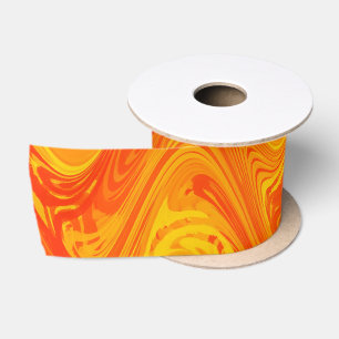 Lazo De Raso Marmoleado Naranja Amarillo Rojo Patrón