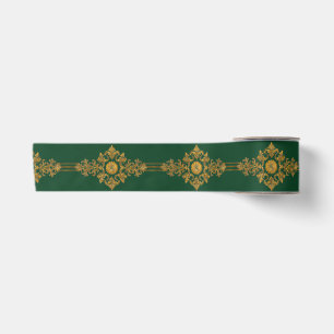 Lazo De Raso Medallón de oro verde bosque clásico