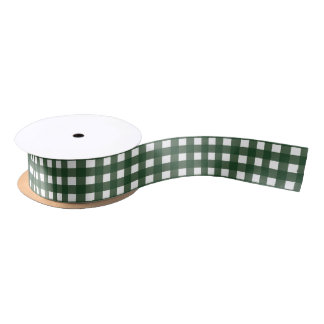 Lazo De Raso Medio de Gingham verde y blanco