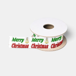 Lazo De Raso Merry Christmas Angel tipografía verde roja