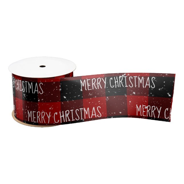 Lazo De Raso MERRY CHRISTMAS Texto En Búfalo Tapado (Carrete)