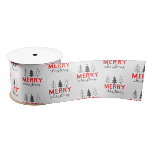 Lazo De Raso Merry Christmas Tree Red Gray