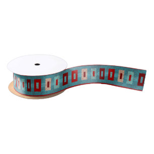 Lazo De Raso Mesas del Suroeste Vibe Retro Turquesa y Rojo