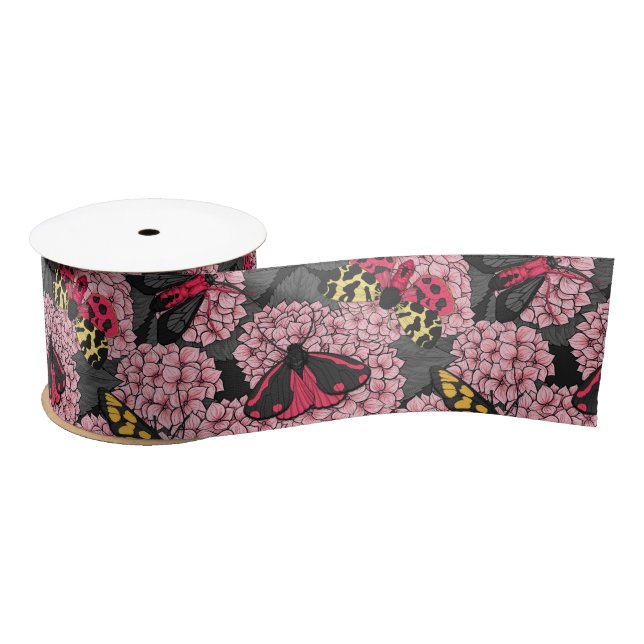 Lazo De Raso Metas en hidrangea rosa (Carrete)