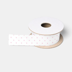 Lazo De Raso Micro Estrellas Rosa Claro - Blanco