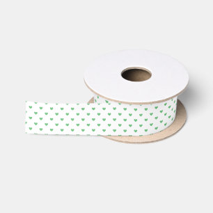 Lazo De Raso Micro Hearts Summer Verde - Blanco