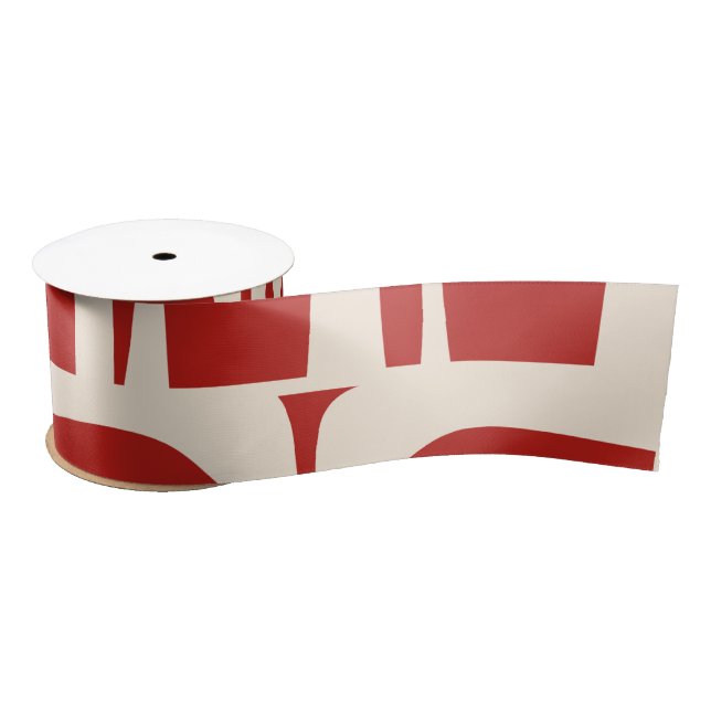 Lazo De Raso Mid-Century Modern Piquet Retro Pattern Red  (Carrete)
