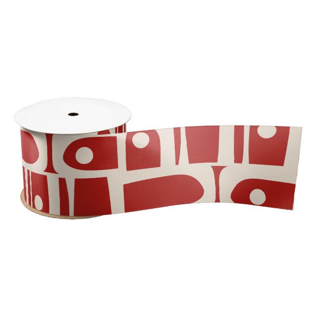 Lazo De Raso Mid-Century Modern Piquet Retro Pattern Red  (Carrete)