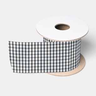 Lazo De Raso Mini Cuadro de Gingham Azul Crepuscular sobre Blan