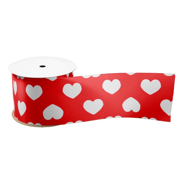 Lazo De Raso Minimalist Red Hearts (Carrete)