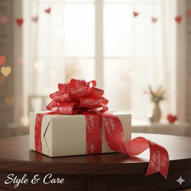 Lazo De Raso Minimalist Valentine’s Day Love Themed (Minimalist Valentine’s Day Love Themed Satin Ribbon)