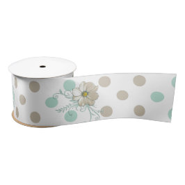 Lazo De Raso MINT BISQUE DOTS STRIPING Ribbon