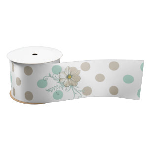 Lazo De Raso MINT BISQUE DOTS STRIPING Ribbon