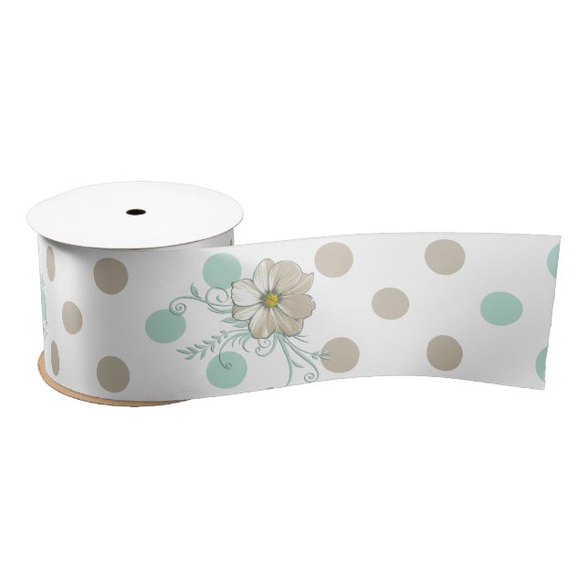 Lazo De Raso MINT BISQUE DOTS STRIPING Ribbon (Carrete)