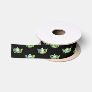 Lazo De Raso Miss América Apple Green Crown Satin Ribbon