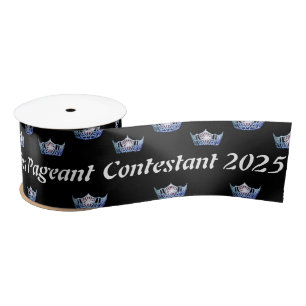 Lazo De Raso Miss America Blue Crown Satin Ribbon