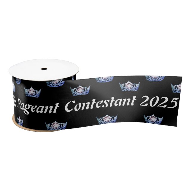 Lazo De Raso Miss America Blue Crown Satin Ribbon (Carrete)