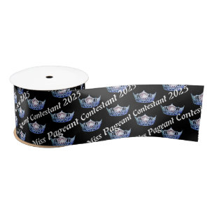 Lazo De Raso Miss America Blue Crown Satin Ribbon