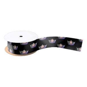 Lazo De Raso Miss América Lavender Silver Crown Satin Ribbon