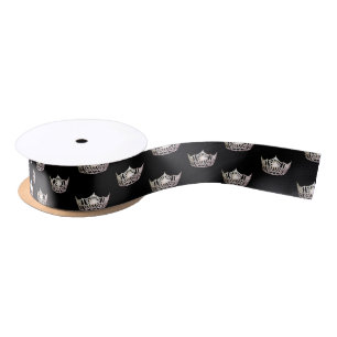 Lazo De Raso Miss America Silver Crown Satin Ribbon