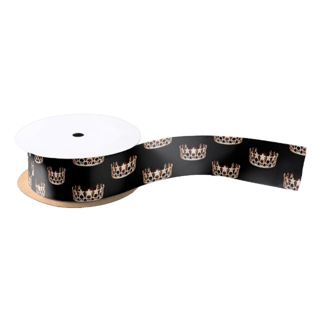 Lazo De Raso Miss USA Gold Star Crown Satin Ribbon (Carrete)