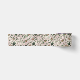 Lazo De Raso Mistico de Navidad Rosa Moderno Vegetación Inverna