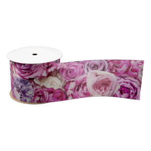 Lazo De Raso Modelo de flores Rosa de lavanda blanca rosa
