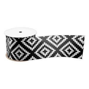 Lazo De Raso Modelo tribal geométrico blanco y negro