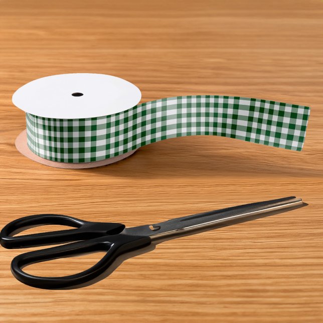 Lazo De Raso Modelo verde y blanco de la guinga (Green and White Gingham Pattern Ribbon in situ)