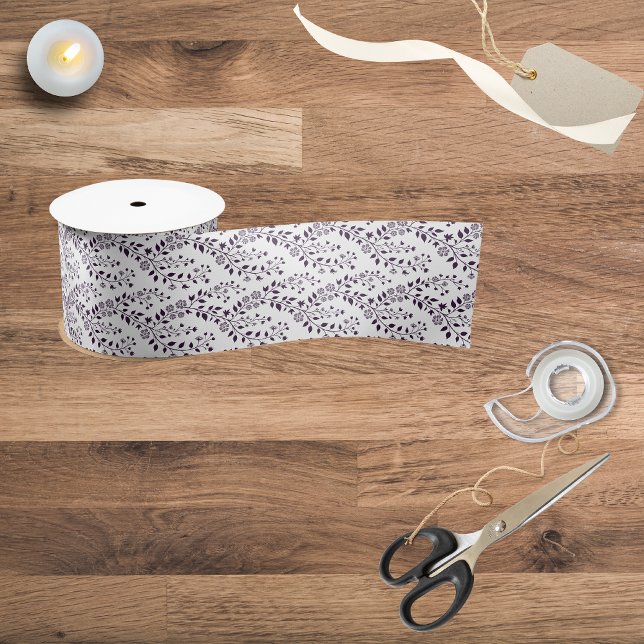 Lazo De Raso Modern Boho Floral Pattern Plum White (Subido por el creador)
