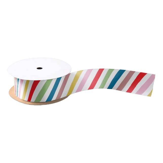 Lazo De Raso Modern Cute Colorful Stripes Holiday (Carrete)
