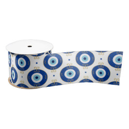 Lazo De Raso Modern Evil Eye Pattern Blue & Gold Protection