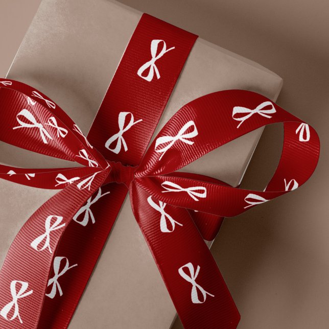 Lazo De Raso Modern minimal red white bow Christmas gift wrap  (Subido por el creador)