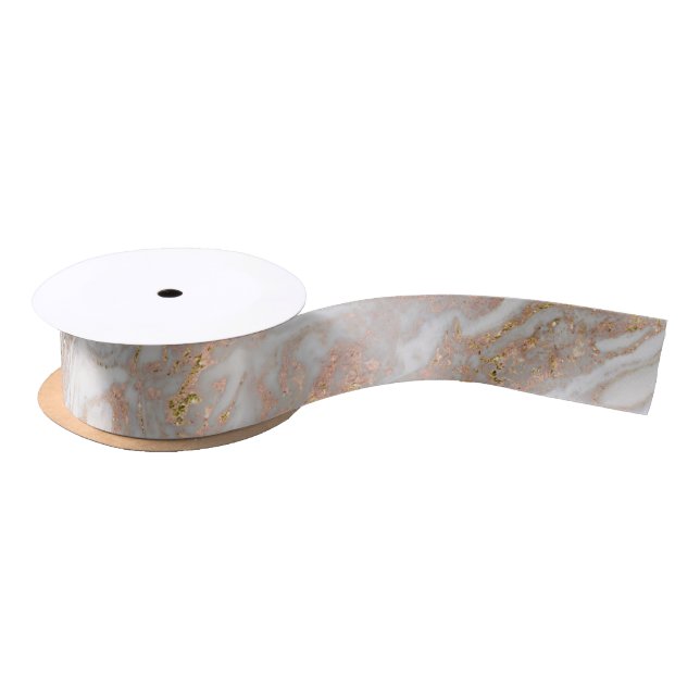 Lazo De Raso Moderna Moda Faux Rosa Gold Marble Swirl (Carrete)
