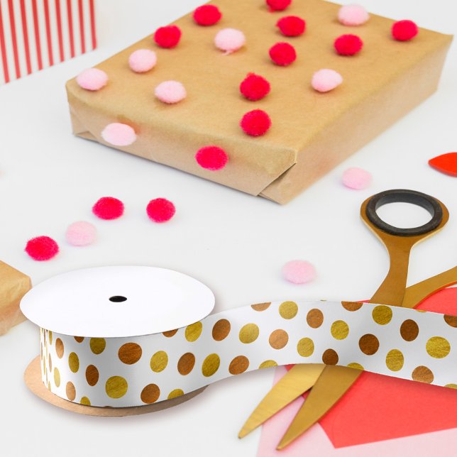 Lazo De Raso Modernos y elegantes puntos de Polka Blanco Oro (Subido por el creador)