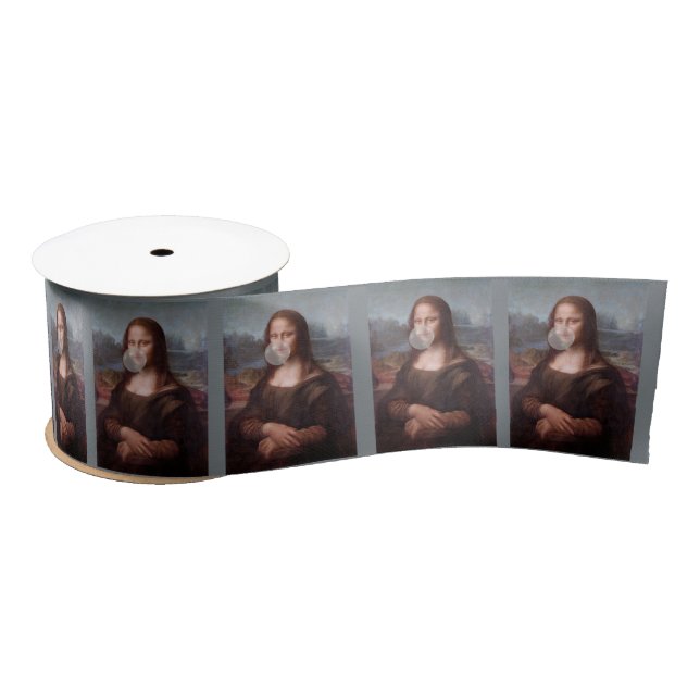 Lazo De Raso Mona Lisa soplando chicle de burbuja gris (Carrete)