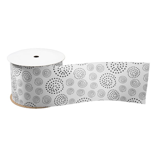 Lazo De Raso Monochromatic Black Geometric Swirls Pattern (Carrete)