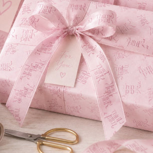 Lazo De Raso Monograma de patrón de acuarela Piensa Rosa