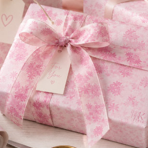 Lazo De Raso Monograma de patrón floral acuarela Piensa Rosa