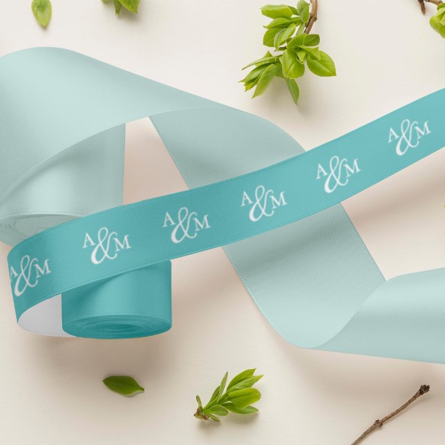 Lazo De Raso Monograma de Robin's Egg Blue Ampersand (Subido por el creador)