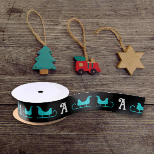 Lazo De Raso Monograma del Purpurina de Sleigh turquesa de esti