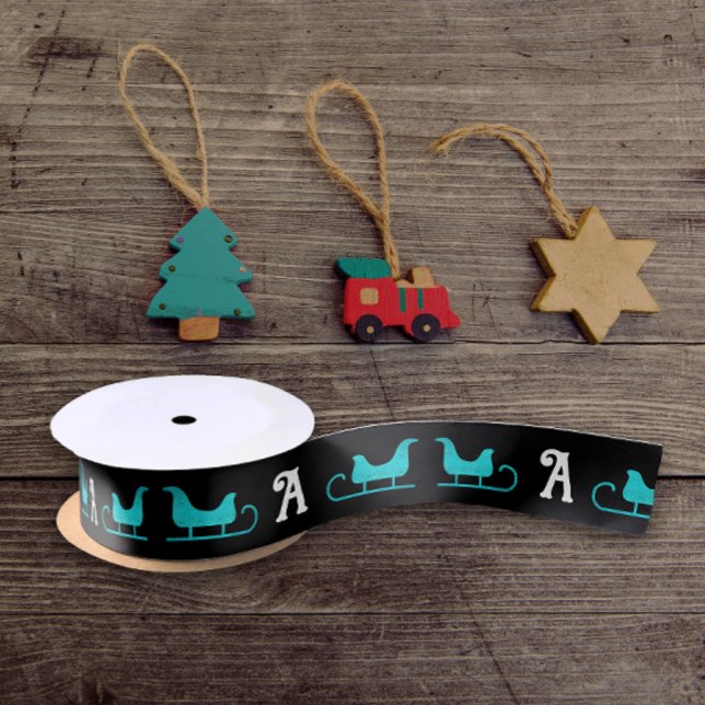 Lazo De Raso Monograma del Purpurina de Sleigh turquesa de esti (Subido por el creador)