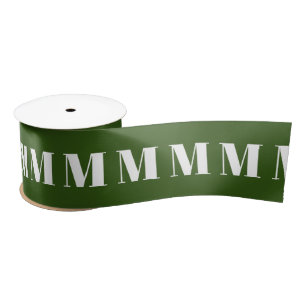 Lazo De Raso Monograma inicial personalizado verde oscuro monog