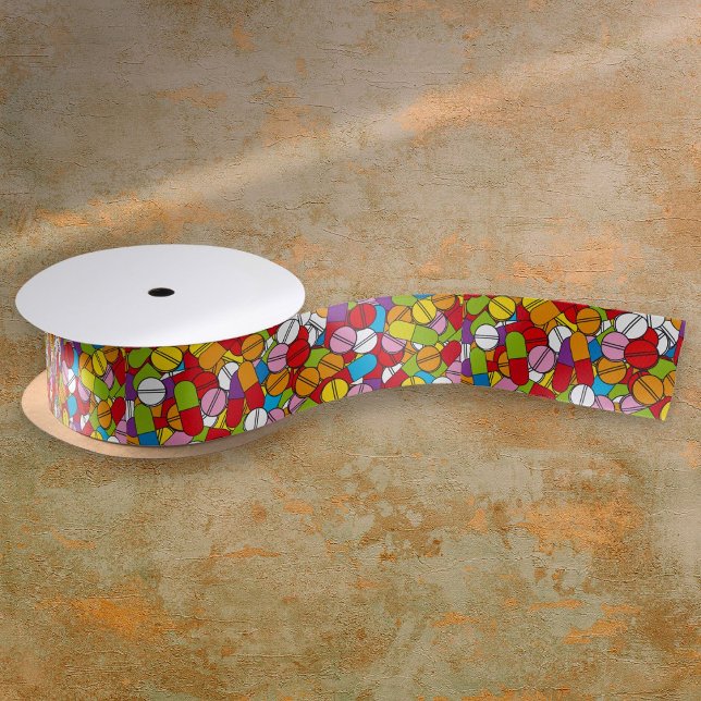Lazo De Raso Muchas píldoras coloridas (Lots of Pills Colorful Satin Ribbon)
